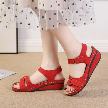 Groovywish Summer Sewing Retro Buckle Strap Soft Platform Sandals