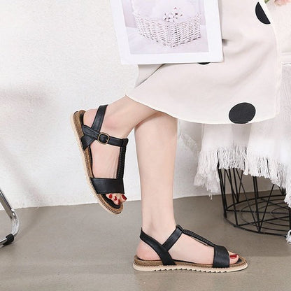 GroovyWish Women Retro Flat Sandals Supportive T-strap Buckle Summer Fashion 2023