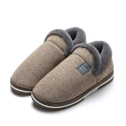 Groovywish Men Fur Slippers Cute Heel Wrap Winter Home Shoes