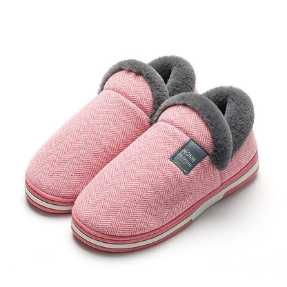 Groovywish Men Fur Slippers Cute Heel Wrap Winter Home Shoes