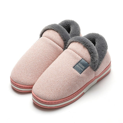 Groovywish Men Fur Slippers Cute Heel Wrap Winter Home Shoes