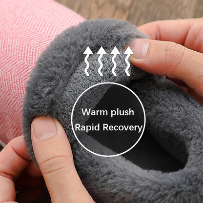 Groovywish Men Fur Slippers Cute Heel Wrap Winter Home Shoes