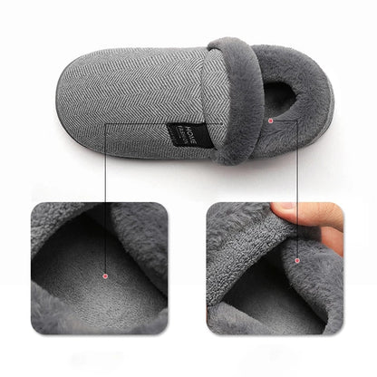 Groovywish Men Fur Slippers Cute Heel Wrap Winter Home Shoes