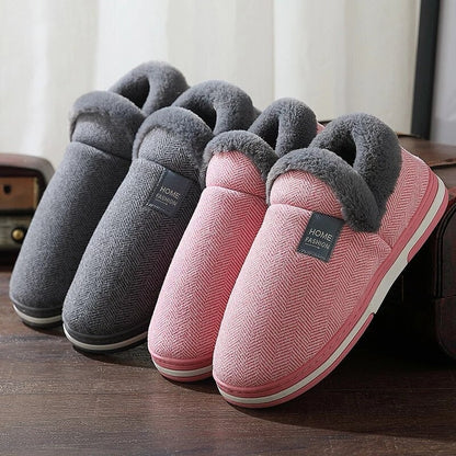 Groovywish Men Fur Slippers Cute Heel Wrap Winter Home Shoes