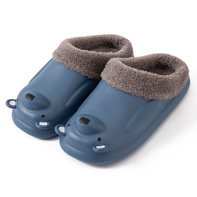 Groovywish Women Cute Bear Winter Fur Slippers Family Home Slides