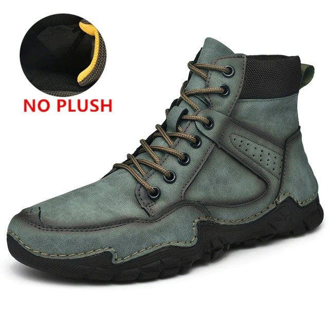 Groovywish Men Casual Ankle Boots Leather Winter Orthopedic Shoes