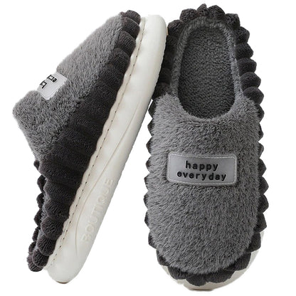 Groovywish Men Soft Plush Slippers Heel Protection Indoor Shoes