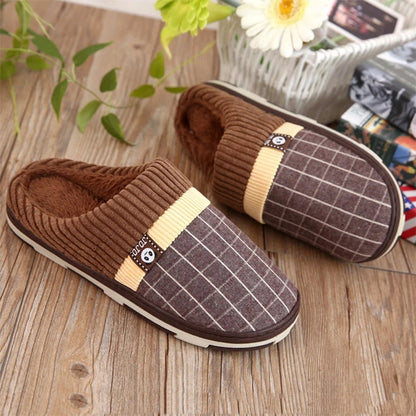 Groovywish Men Winter Slippers Warm Round Toe Soft Home Shoes