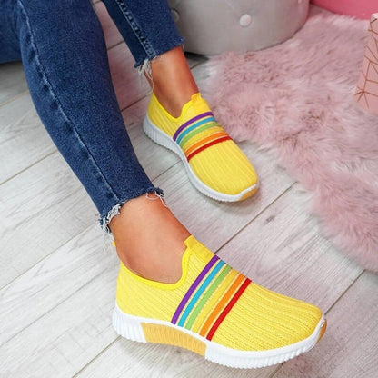 Groovywish Comfortable Walking Orthopedic Shoes For Women Knitted Colorful Slip-ons