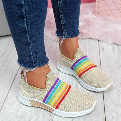 Groovywish Comfortable Walking Orthopedic Shoes For Women Knitted Colorful Slip-ons