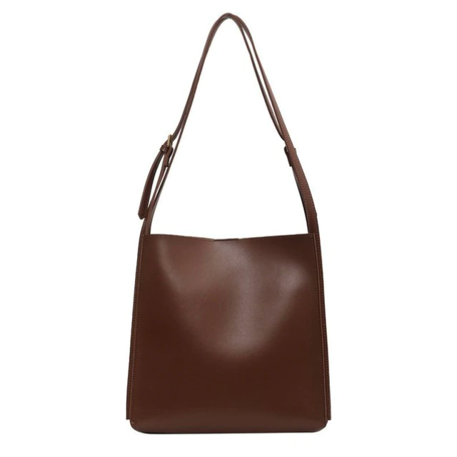 GroovyWish Tote Bag Genuine Leather Large Storage Solid Color Shoulder Tote Bag For Women