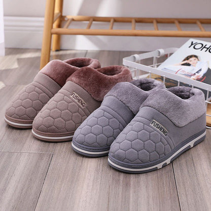 Groovywish Back Wrap Men Warm Slippers Thick Fur Comfy Indoor Shoes