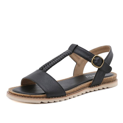 GroovyWish Women Retro Flat Sandals Supportive T-strap Buckle Summer Fashion 2023