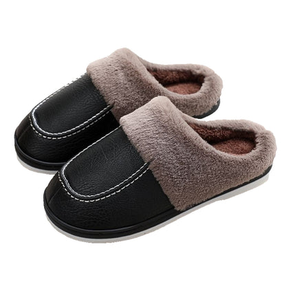 Groovywish Men PU Winter Slippers Fur Indoor Shoes