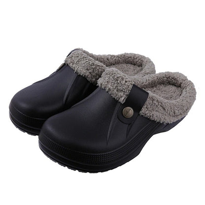 Groovywish Plush Winter Slippers Women Heel Support Waterproof Slides