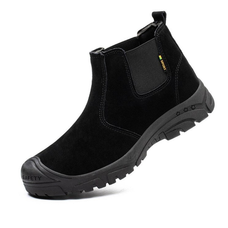 Groovywish Anti-smashing Men Work Ankle Boots Suede Steel Toe Orthopedic Shoes