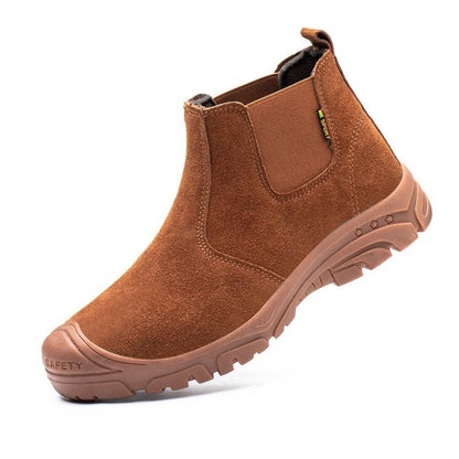 Groovywish Anti-smashing Men Work Ankle Boots Suede Steel Toe Orthopedic Shoes