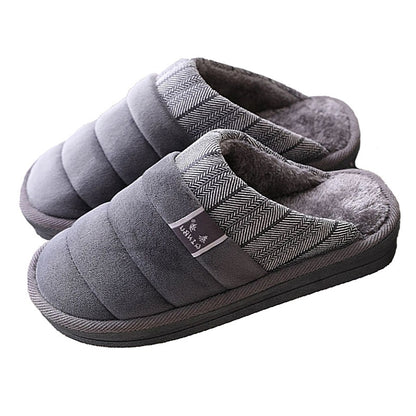 Groovywish Winter Men Home Slippers Round Toe Smooth Fur