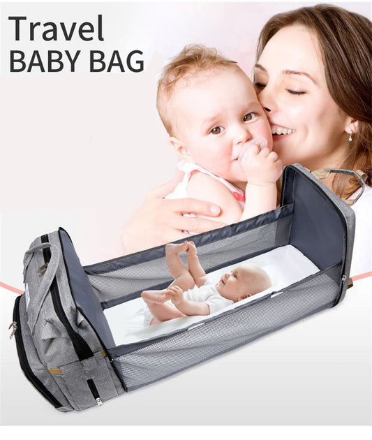 GroovyWish Diaper Bag Portable Crib Changing Table Sleeping Bag For Mommy