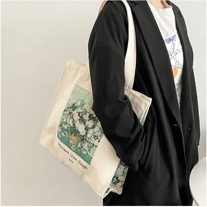 GroovyWish Tote Bag Extra Thick Canvas Shoulder Bags Vintage Oil Painting Tote Bag For Women