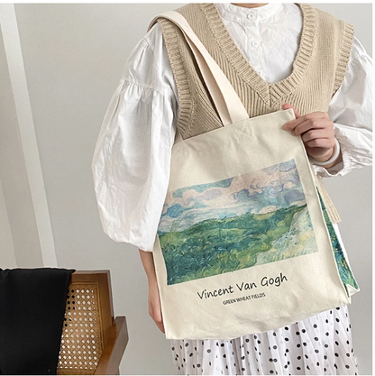 GroovyWish Tote Bag Extra Thick Canvas Shoulder Bags Vintage Oil Painting Tote Bag For Women