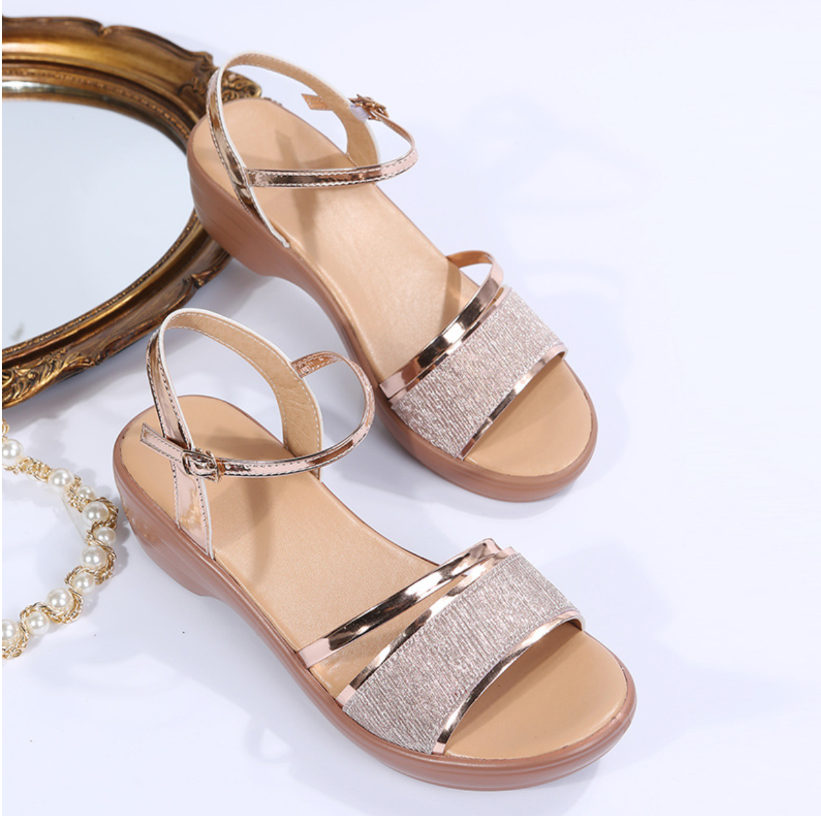GRW Women Sandal Comfortable Open Toe Sparkly Sandals Fashionable Rhinestone Summer Sandals