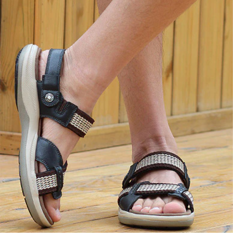 GRW Orthopedic Sandals Men Leather Comfortable Summer Arch Support