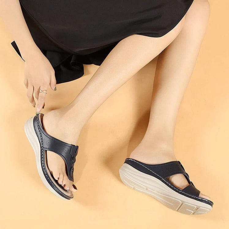 Groovywish Women Orthopedic Sandals Open Toe Anti-slip Vintage Casual Slippers